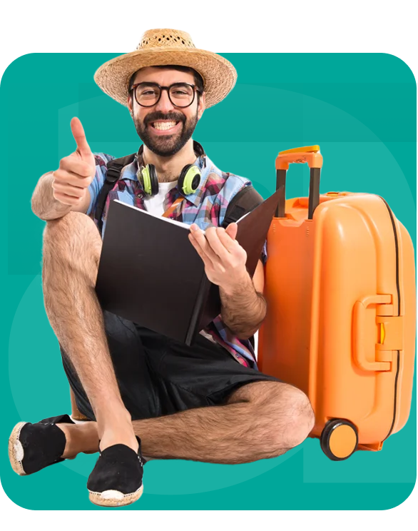 man with travel bag image